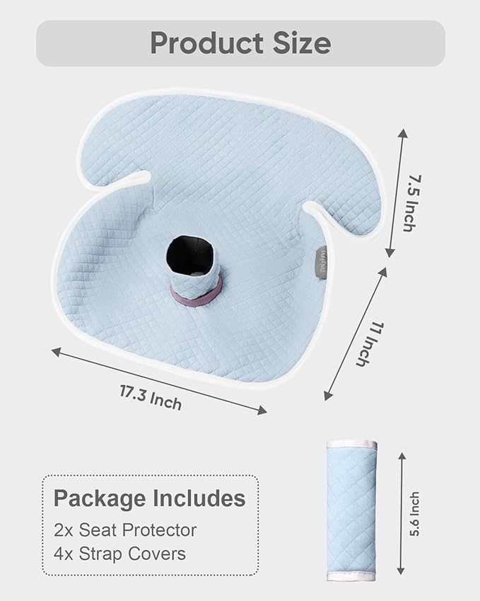 TinlyFinly 2 Pack Baby Potty Training Car Seat Protector, Waterproof Car Seat Liner for Potty Training Toilet, Baby Infant Toddler Piddle Pad Fits for Carseat, Stroller, Highchair - 2 Pack, Light Blue