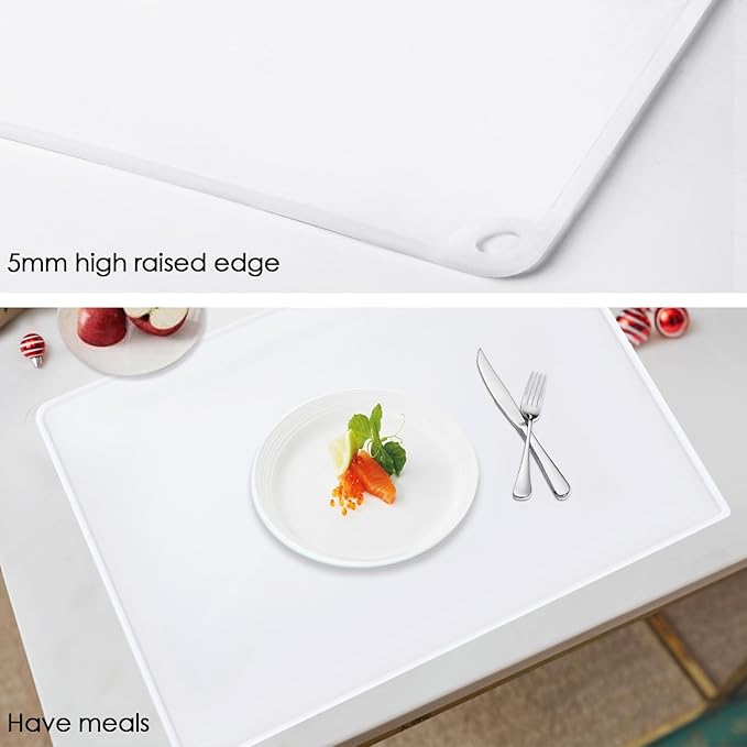 Standard Translucent Baking Mats for Kitchen Counter-Food Grade Kids Dinner Table Placemat Craft Mat Non-Slip Countertop Protector Mat with Raised Edges for Air Fryer(1Pack 23.6'' x 15.7'')
