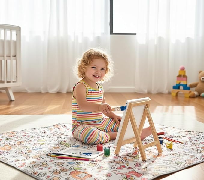 Waterproof High Chair Splat Mat – Machine Washable Floor & Table Protector for Baby Feeding, Art & Crafts, Outdoor Use (Family, 57x71 Inch)