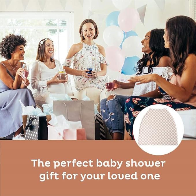 Little Jump Multi-use Baby Carseat Cover, Breathable Nursing Cover, High Stretchy Infant Carseat Canopy, Stroller Cover, Car Seat Covers for Bbies, Boys & Girls (Cream Checkered)