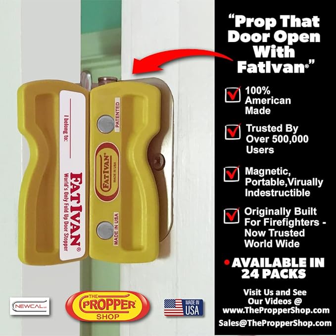 The Original Fat Ivan Fold Up Doorstop Wedge with Magnet - for Moving Office Home or School - Great for Police, Admin, Firefighters and Any time You Need a Door to Stay Open