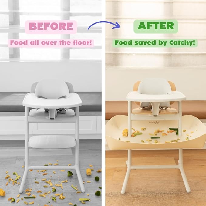 CATCHY -Food Catcher- Compatible with Cybex Lemo High Chair +12 Other High Chairs -Highchair Sold Separately- Baby & Toddler Food & Mess Catcher -Premium Linen Inspired- Under High Chair Accessory