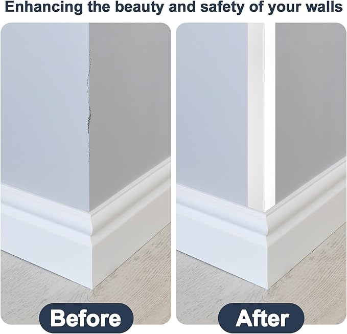 10PCS 48" White Metal Corner Protectors, Aluminum Self Adhesive Corner Guards, Metal Wall Edge Protector Strip, Furniture Corner Protectors, Wall Cabinet Baseboard Decoration 48" x 2"