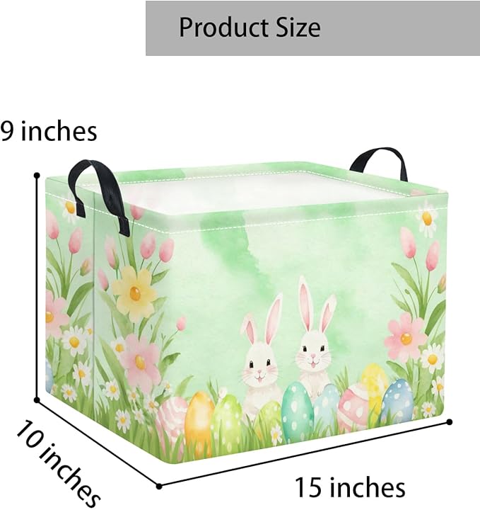 TIBAOLOVER Rectangular Easter Basket for Kids & Baby - Storage Basket & Organizer Shelf - Bunny Easter Decor