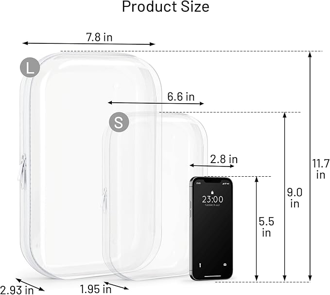 2 Pack Travel Toiletry Bags,Large Toy Storage Bags,Clear Hard Shell Zipper Case,Waterproof Toys Storage and Organizer Bags for Puzzles,Board Game,Cosmetics,Reusable Organizer Bags for Snacks
