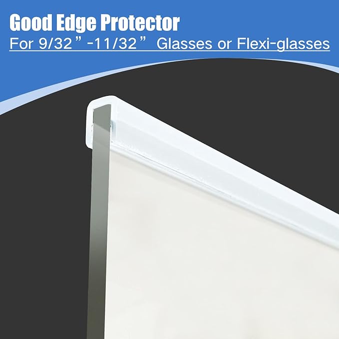 Clear Rubber Edge Trim, Self-Adhesive Clear Rubber Edge Trim, Edge Protector for Sheet Metal, Glasses or Flexi Glasses, Silicone Rubber Material, White Color, Fit 5/16"(8mm), U Channel Edge Guard