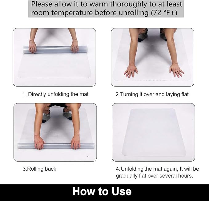 AiBOB Office Chair Mat for Hardwood Floor, 45 X 53 inches, Hard Floor Chair Mats Under Computer Desk, Easy Glide for Rolling Chairs, No Curling