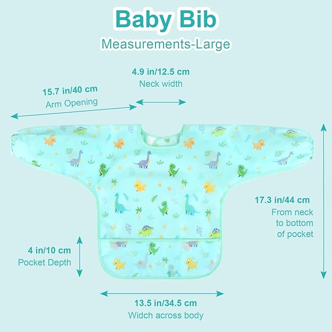Accmor 5 Pack Long Sleeve Bibs, Baby Smock Waterproof Sleeved Bib Smock for Baby Toddler 6-36 Months