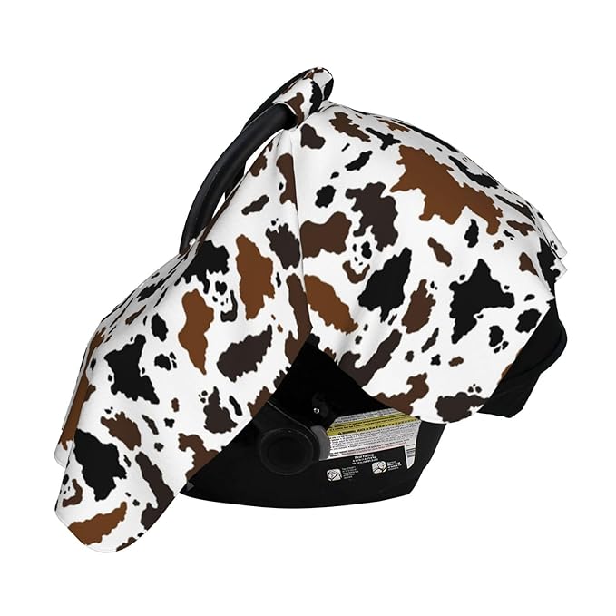 Western Cow Print Baby Car Seat Canopy Cover Multi Use Nursing Cover for Mom Nursing Covers Newborn Cow Print Shower Gift