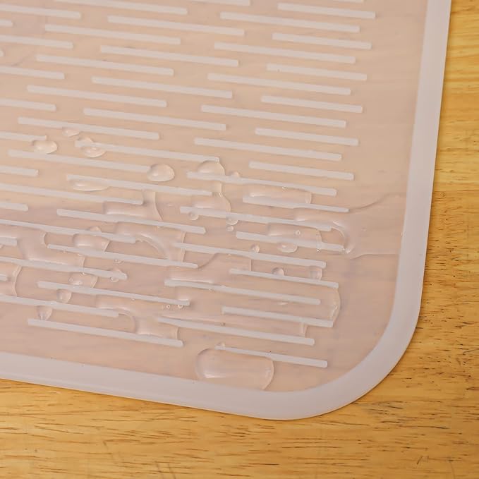 MicoYang Silicone Dish Drying Mat for Multiple Usage,Easy clean,Eco-friendly,Heat-resistant Silicone Mat for Kitchen Counter or Sink,Refrigerator or Drawer Liner Translucent 3XL 28 inches x 18 inches