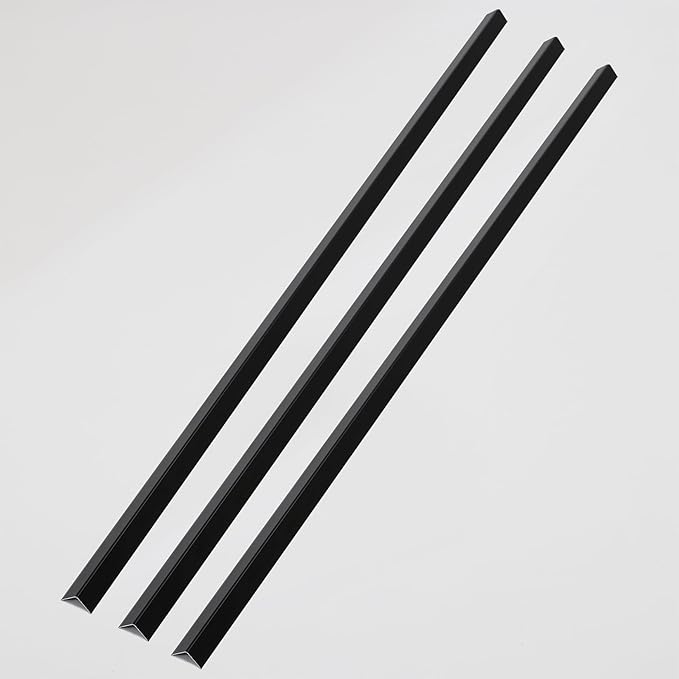 Aluminum Corner Guards, Peel and Stick L-Shaped Molding Trim for Wall Table Door Frame Protection and Decoration (Matte Black, 3Pcs x 2.9ft x 0.8in)
