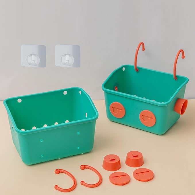 LUFOFOX Bath Toy Storage Organizer Basket, 3 Layers Colorful Robot Modeling Wall Mounted Kids Hanging Shower Caddy with Hooks for Shampoo