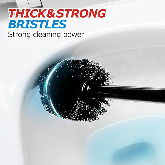 FORASTO 3Pack 2 in 1 Toilet Brush and Plunger Set, Extended Handle Plunger,Toilet Bowl Brush Plunger Set,Bathroom Cleaning Tools,Toilet Brush Plunger Combo,Cleaning Supplies,Black