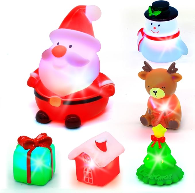 VIBOYLAR Christmas Bath Toys for Toddlers 1-3: 6 Packs Light-Up Floating Baby Toddler Kids Bath Toys Set for Boys & Girls Christmas Birthday Xmas Gifts - Bathtub Bath Toy for Children Preschool