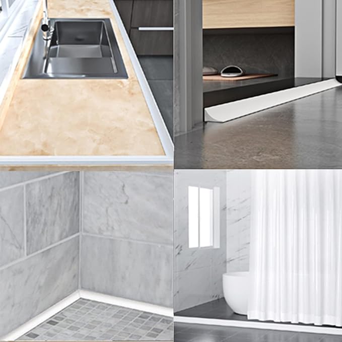 Silicone Shower Threshold Water Dam, Kitchen Sink Splash Guard, Shower Barrier Water Dam(98inch)