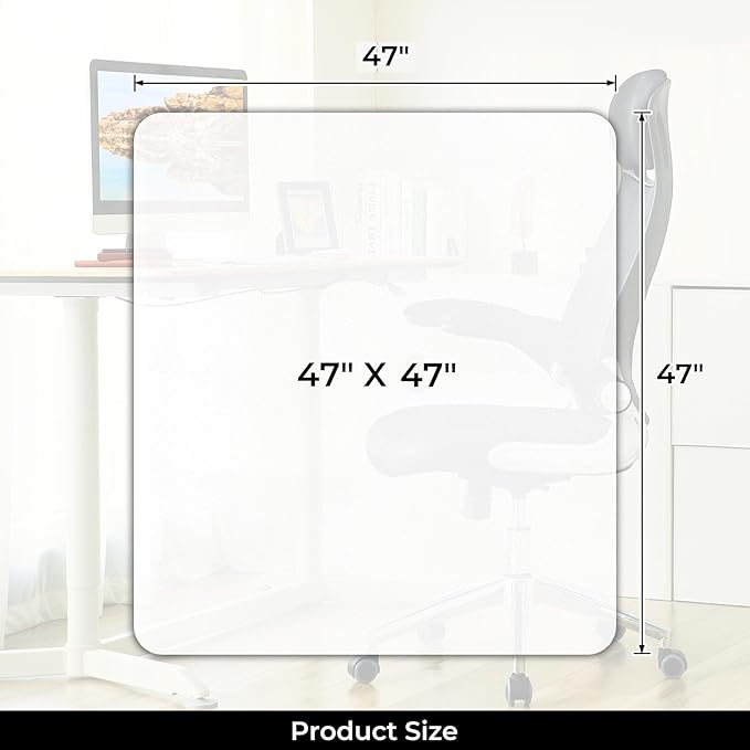 Chair Mat for Hard Wood Floors - Heavy Duty Floor Protector - Easy Clean (47''×47'')