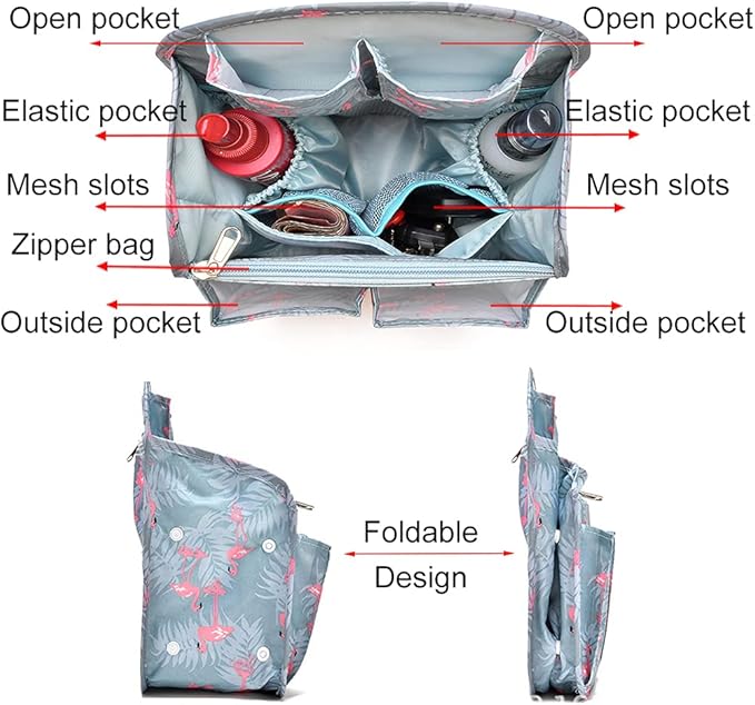HOYOFO Mini Backpack Organizer Insert, Black, 7.7"L x 4.3"W x 10.6"H, Waterproof Nylon, Fits Small Backpacks