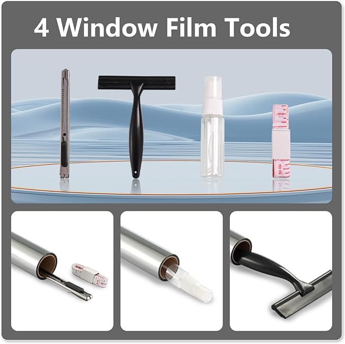 Finnez One Way Privacy Window Film Reflective Mirror Home Window Tint Film Heat Blocking No Glue Static Cling See Out Not in Glass Door Covering (Black Silver,35.4 Inch X 13.1 Feet)