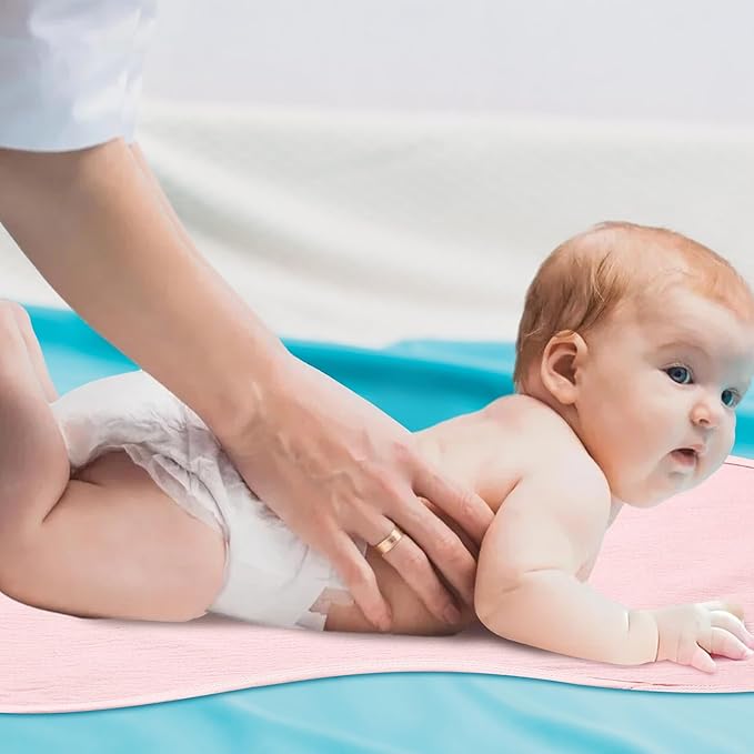Hahafelt 3 Pcs Changing Pad Liners Fits in Peanut Shape Changing Pad Waterproof Diaper Mats Organic Cotton Peanut Mats are Warm on a Baby's Back, Washable Reusable(Beautiful Style,Pink)