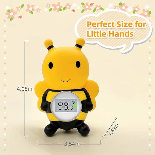 Baby Bath Thermometer Floating Toy - CPC Certified | IP68 Waterproof Water Temperature Thermometer for Bathtub, Tub Toy Gift for Newborn Baby Shower, Infants, Toddlers, Kids (Bee)