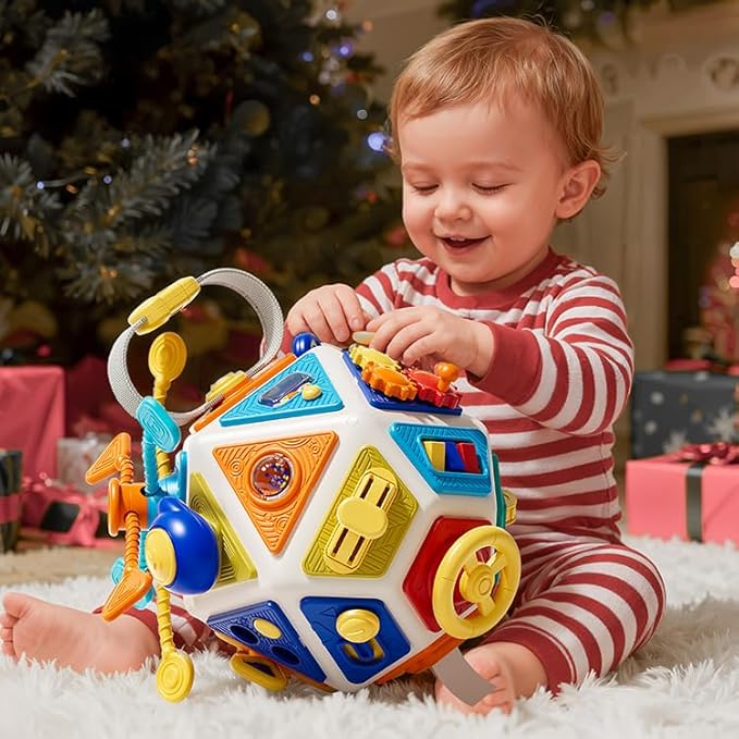 22‑in‑1Toddler Busy Board Activity Cube Toys, Montessori Sensory Toy & Travel Leaning for Toddlers, Early Education Active Toy and Fine Motor Skills Development Toy for 1 2 3 Years Old Boys & Girls
