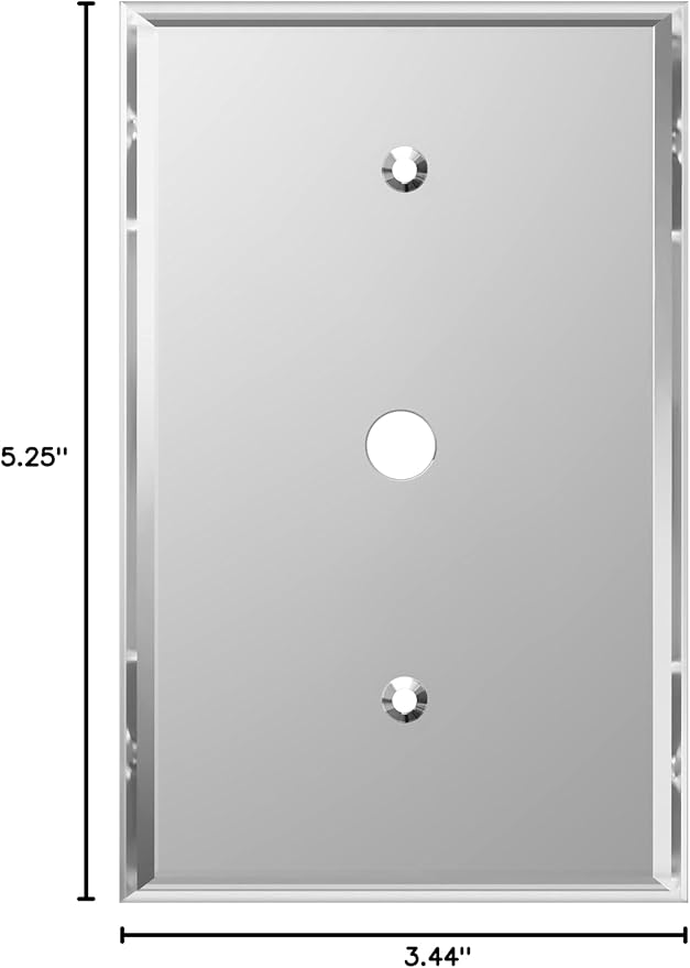 LIDER Reflective Acrylic 0.406" Diameter Hole Phone Cable Wall Plate, Mirrored Cable Plate, Acrylic Glass, Oversized 1-Gang 5.25" x 3.44", LWP-41O-ASV, Silver