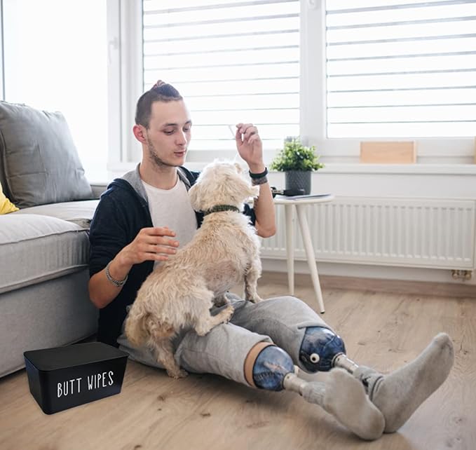 Moorfowl Butt Wipes Dispenser for Bathroom, Upgrade Size(8.2L x 4.9W x 3.9H inches), Large Capacity Flushable Wipes Holder Container for Restroom