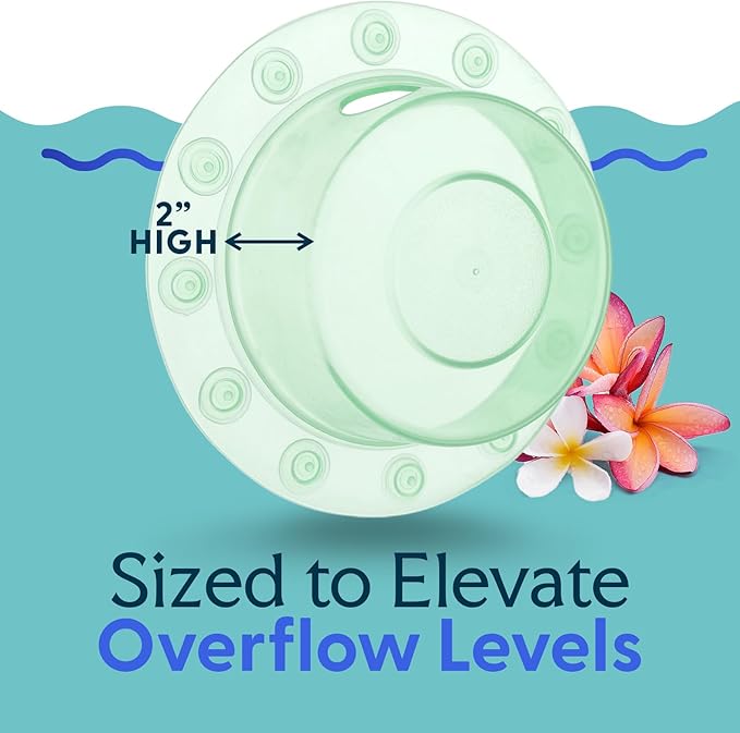 SlipX Solutions Bottomless Bath, Essential Overflow Drain Cover for Bathtub, Best Bath Accessories for Women, Adds Inches of Water to Your Tub for Deeper Soak, 4" Diameter, Light Green
