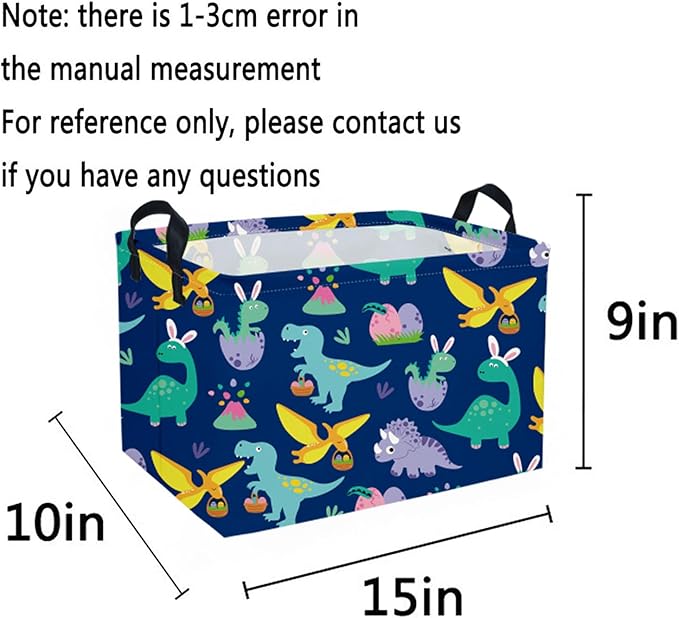 Sanjiaofen Rectangular Easter Dinosaur Basket,Dinosaur Easter Baskets for Boys, Kids Storage Basket Organizer for Boys,Room Decor ,Clothers,Toys Box,Books,Kid's Gifts Storage.(Easter Dinosaur)