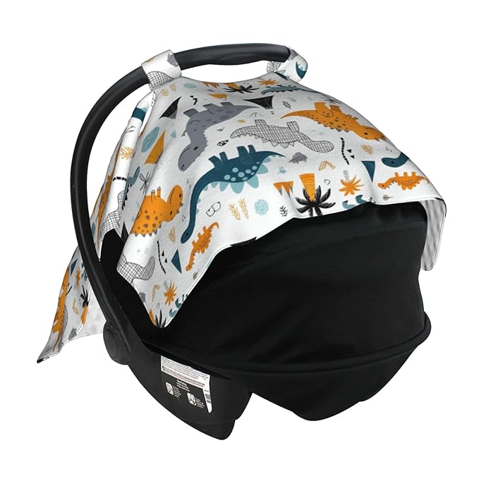 Dinosaurs Car Seat Cover Baby Stuff Western Infant Carseat Covers Baby Girl Highland Car Seat Canopy Boy Winter Multi Use Nursing Cover for Newborn Carseat Canopy Nursing Covers Newborn Shower Gift