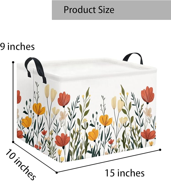 TIBAOLOVER Rectangular Baby Kids Storage Basket for Home Kitchen Girls Cute Toy Storage Bin Organizer Shelf Book Room Decor(Fall Flower)