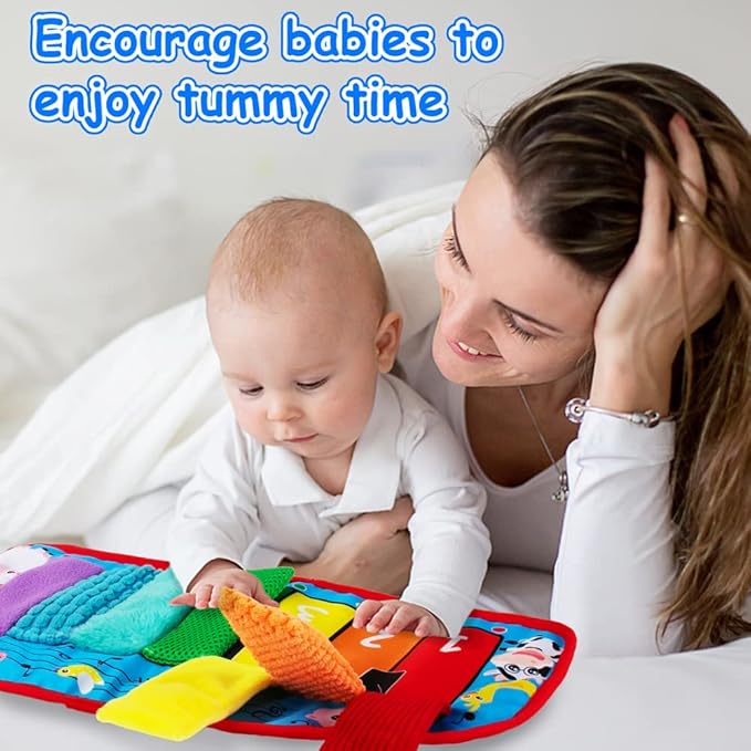 Inbeby Tummy Time/Baby Mirror Toys, Black and White High Contrast Tabletop Mount Baby Newborn Toys 0 3 6 Months Brain Development, Sensory Texture Piano Infant Toys 0 3 6 Months with Squeaker