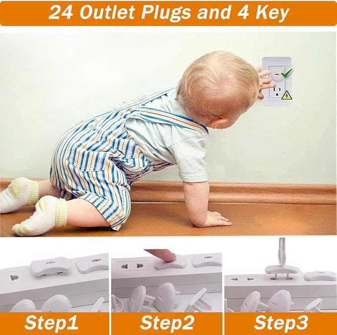 Baitiny Baby Proof Kit, 112 Packs Baby Proofing Essentials Set - Magnetic Cabinet Locks, Corner Guards, Outlet Plug, Furniture Straps, Door Lever Lock - Child Safety Kit for Cabinets, Stove, Furniture