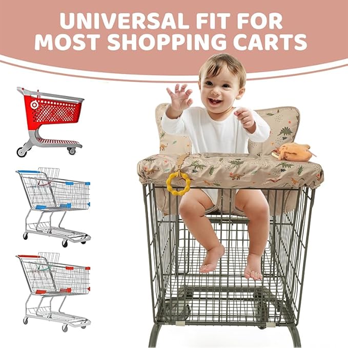 Shopping Cart Cover for Baby 2 in 1 High Chair Covers for Restaurant Comfortable Grocery Cart Seat Covers for Infant, Toddler Universal Suitable for Most Shopping Carts Machine Washable, Dessert