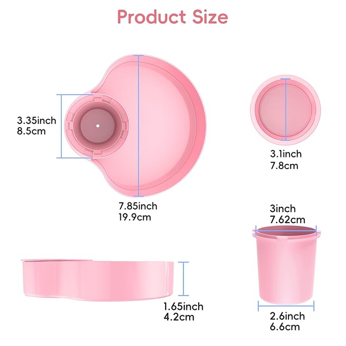 Car Seat Snack Tray: Travel Tray for Kids Carseat Cup Holder with Food Trays, Stroller Snacks Plate for Toddlers, Kid Road Trip Essentials, Pink