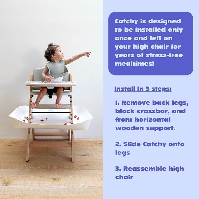 CATCHY - Food Catcher - Compatible with Abiie Beyond Junior High Chair + 12 Other High Chairs - Highchair Sold Separately - Baby & Toddler Food & Mess Catcher - Under High Chair Accessory