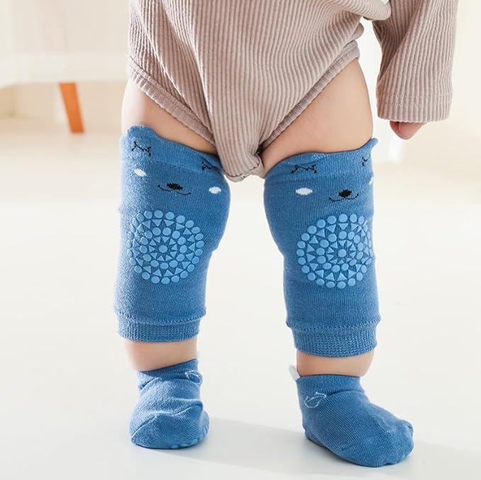 Feidoog Baby Crawling Knee Pads with Anti-Slip Elastic 3 Pairs Knee Pads and 3 Pairs Socks Set,Infant Kneepads for Crawling
