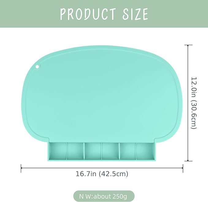 Silicone Placemat for Baby, Tablemats with Food Catching Pocket, Non-Slip Silicone Placemat for Restaurants Home Travel (Pinkesque)