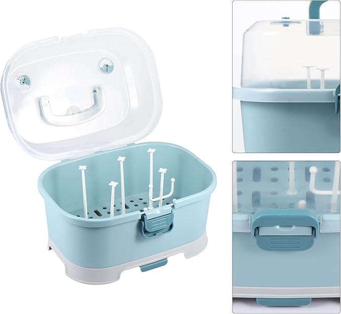 Toyvian Baby Bottle Dryer Portable Drying Rack Storage Box Organizer Case Portable Feeding Tool Kitchen Cabinet for Home Travel Drainer Baby Supplies, 14X10X10 Inches
