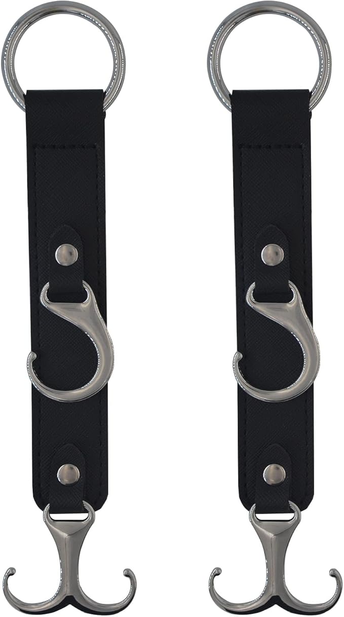 Headrest Hooks for Car Back Seat Organizer Black Faux Leather Hanger Holder Hook, for Hanging Purses and Bags and Coats Grocery Bag Umbrellas Handbag Car Accessories Interior Men for Women