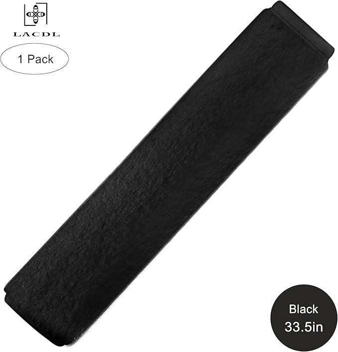 LACDL Extra Long Seatbelt Cover Super Soft Furry for Adults Kids Women & Men, Thick Plush Full Car Seat Belt Strap Cushion, Fluffy Shoulder Pad Protector, Auto Interior Accessories, 1pc, Black, 33.5in