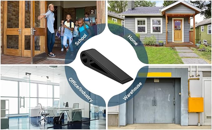 4 Pcs Heavy Duty Door Stopper for Bottom of Door, Aluminum & Rubber Door Stop Wedge- Keep Doors Open in Home, Apartment, Office, Hotel, 4.92L*1.02W*1.22H Inch, Black