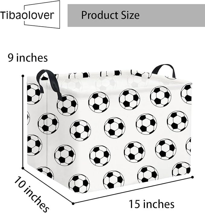 TIBAOLOVER Rectangular Soccer Basket Kids Baby Storage Basket Cute Kids Toy Storage Bin Organizer Shelf Book Room Decor(Soccers)