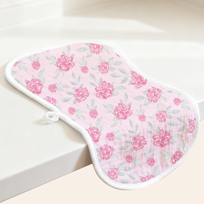 Spriggenix 6 Pack Pink Burp Cloths Baby Boys Girls with Elephant Pattern, Large Cotton Burping Clothes for Newborns Gifts Extra Soft and Absorbent 9.8X19.6inches