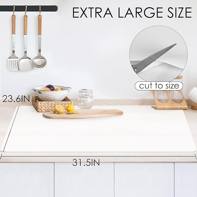 Extra Large Silicone Mat, Food-Grade Flexible Silicone Table Mats for Kids Non-Slip Placemat Waterproof Heat Insulation Countertop Protector Pastry Mat Silicone Pad, 31.5''x23.6'' Clear