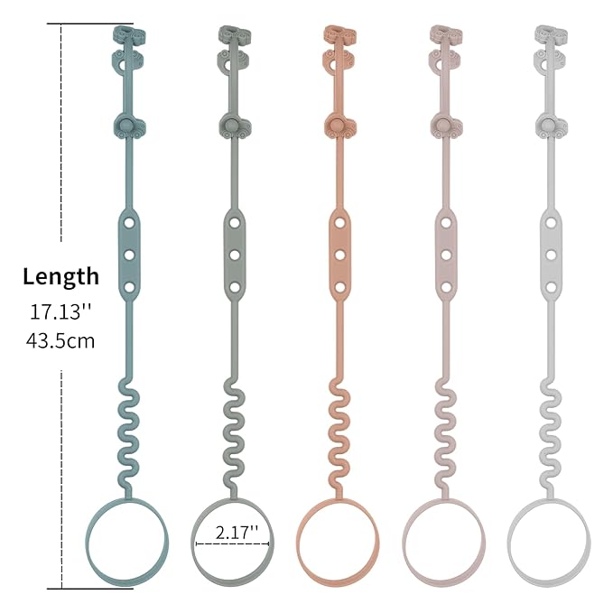 Baby Bottle and Sippy Cup Straps - Adjustable Straps Attach with Strollers, High Chair, Shopping Cart - Food Grade Silicone - Dishwasher Safe (5Packs, Color 1)