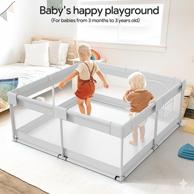 Fodoss Baby Playpen, 47x47in Small Play Pen,Toddler Playpen for Apartment,Play Yard,Activity Fence, Extra Large Baby Playard