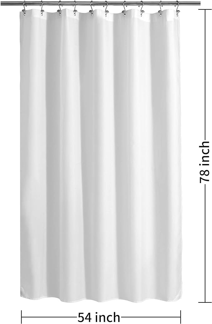 ALYVIA SPRING Stall Fabric Shower Curtain Liner Waterproof - 54" x 78", Soft & Lightweight Long Stall Size Shower Curtain with Magnets, Machine Washable - 54x78, White