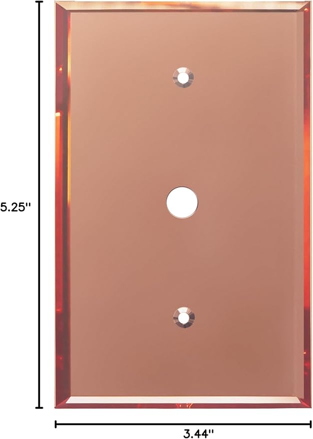 LIDER Reflective Acrylic 0.406" Diameter Hole Phone Cable Wall Plate, Mirrored Cable Plate, Acrylic Glass, Oversized 1-Gang 5.25" x 3.44", LWP-41O-ARG, Rose Gold