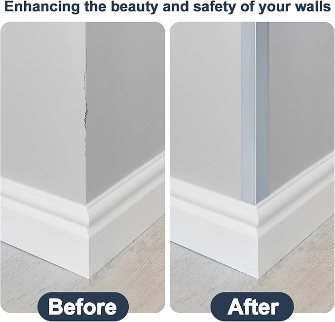 4PCS 45" Aluminum Metal Corner Protectors, Self Adhesive Corner Guards, Metal Wall Edge Protector Strip, Furniture Corner Protectors, Wall Cabinet Baseboard Decoration 45" x 1" (Gray Blue)
